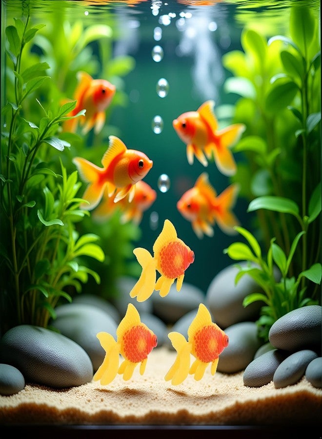 Mozff 3 Pcs Orange-Yellow Artificial Aquarium Fishes Fake Fish Plastic Fish Aquarium Moving Fishes Ornament Decoration Orange Goldfish for Aquarium Fish Tank Aquarium Décor Thematic Ornaments - Image 4